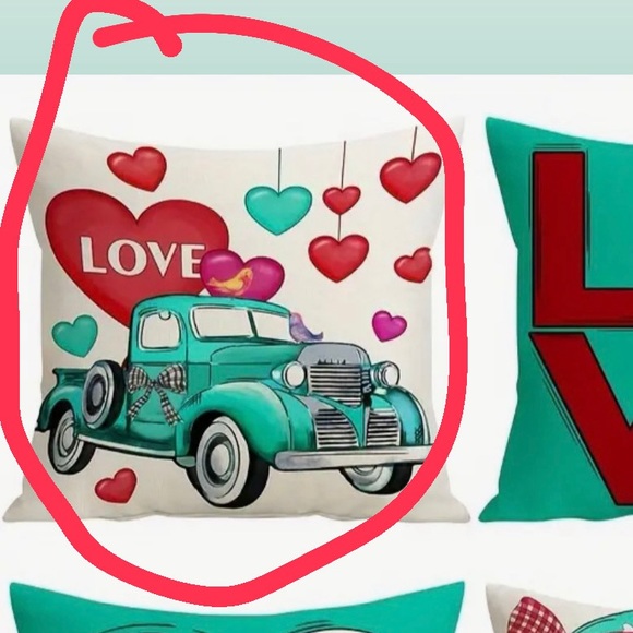 Aqua Truck Valentine Cushion 18x18 - Picture 1 of 3